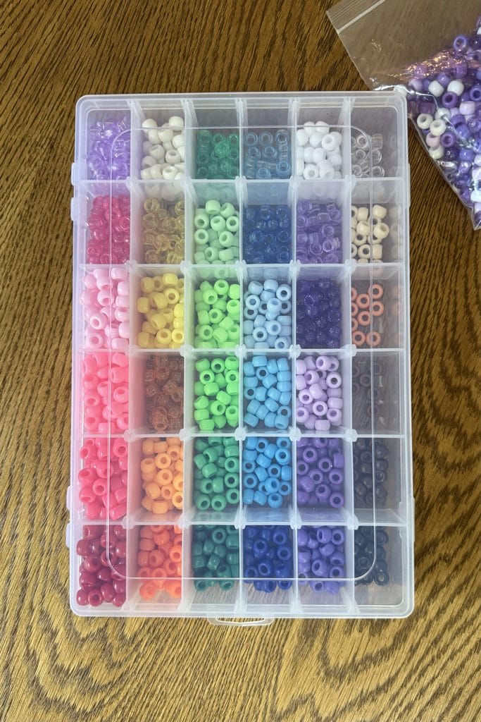 clear bead organizer for bead crafts for kids.