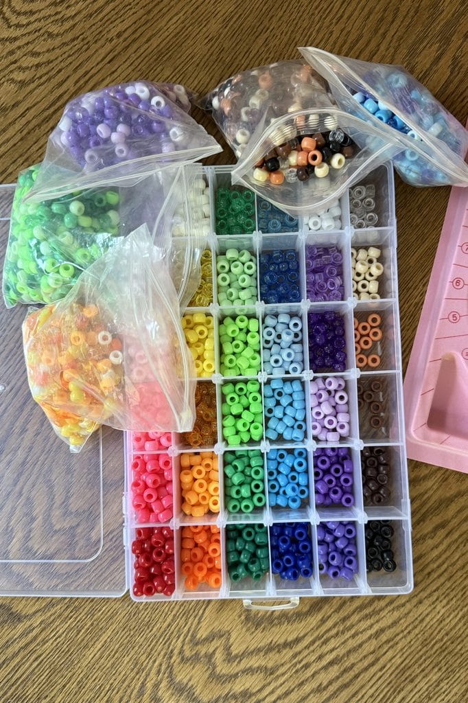 Bulk pack of 36-color pony beads for kids craft supplies and bracelet making
